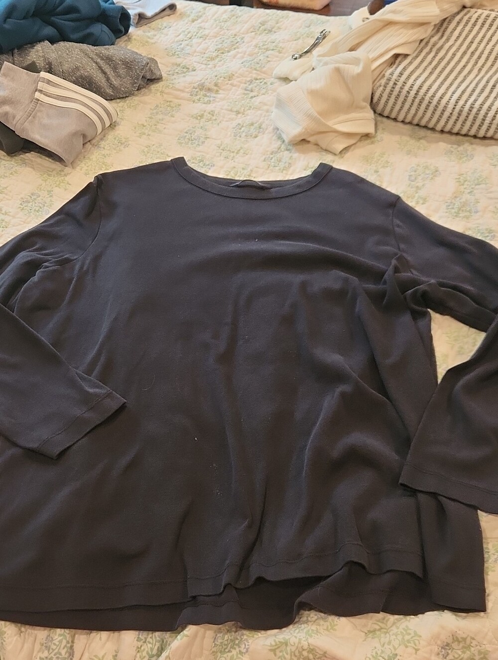 Lands' End Navy Crewneck Long Sleeve Top